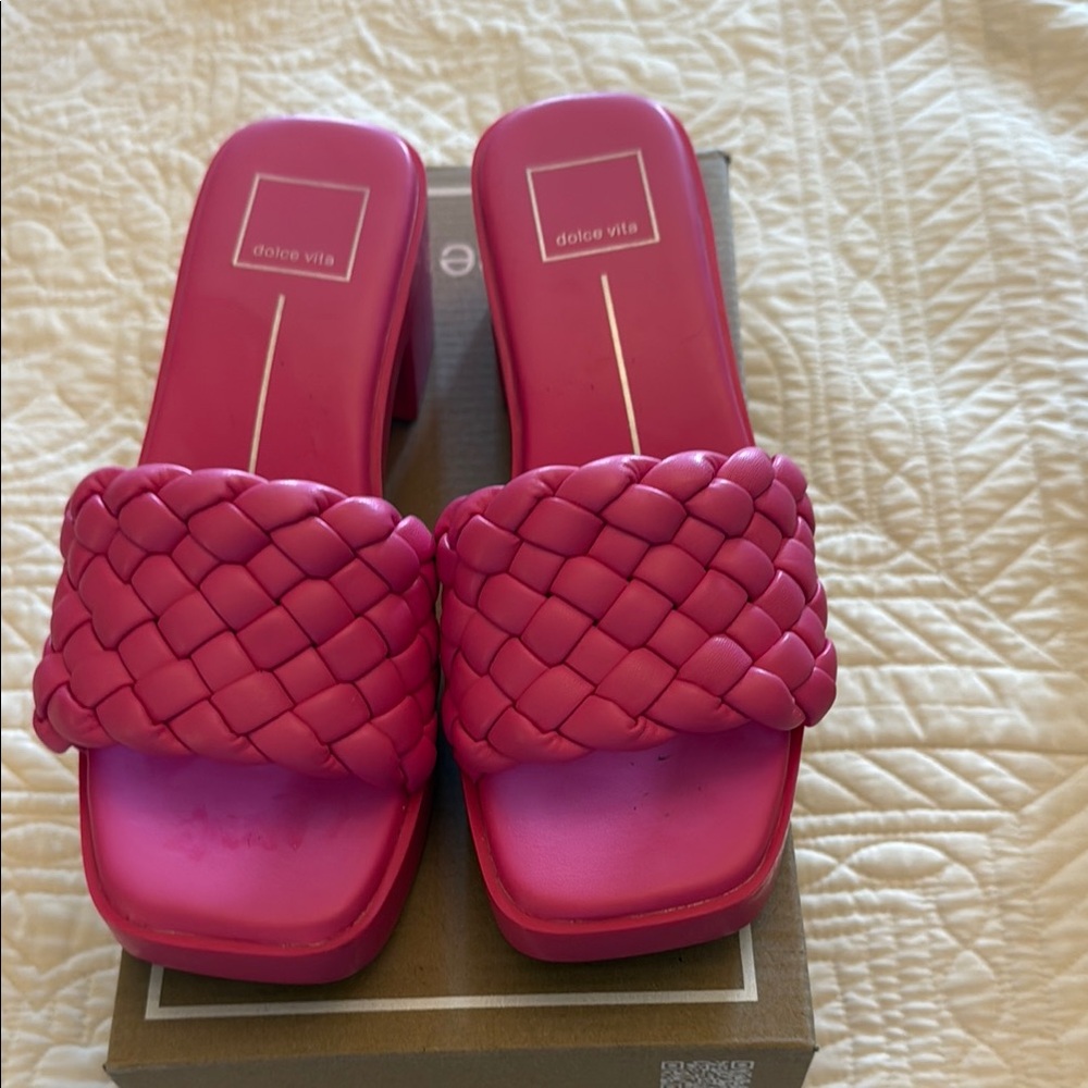 Dolce Vita Pink Quilted Slide Sandals